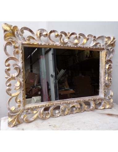 Specchio barocco in legno intarsiato cm 100x70...