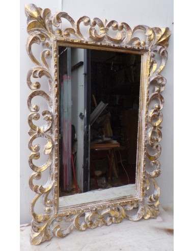 Specchio barocco in legno intarsiato cm 100x70...