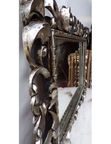 Specchio barocco in legno intarsiato cm 100x70...