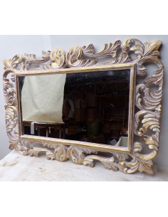 Specchio barocco in legno intarsiato cm 100x70 oro...
