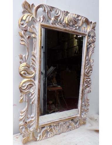 Specchio barocco in legno intarsiato cm 100x70...