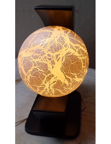 Lampada da tavolo nera in MDF e sfera in resina...