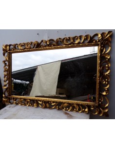 Specchio barocco in legno intarsiato cm 150x90 oro...