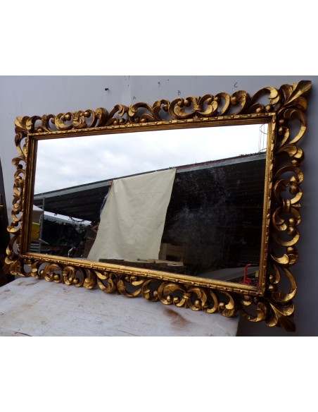 Specchio barocco in legno intarsiato cm 150x90 oro anticato OFFERTA mod. tommy