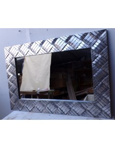 Specchio in legno intarsiato cm 120x80 argento anticato... 2