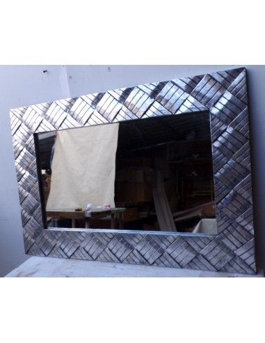 Specchio in legno intarsiato cm 120x80 argento...