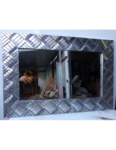 Specchio in legno intarsiato cm 120x80 argento...