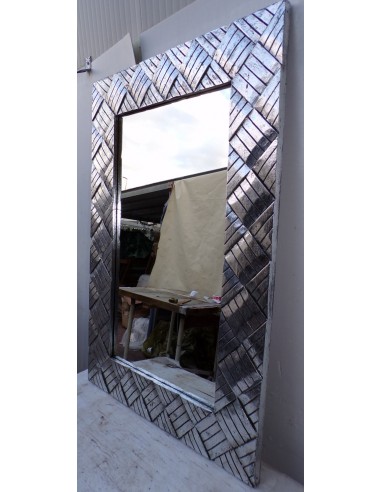 Specchio in legno intarsiato cm 120x80 argento...