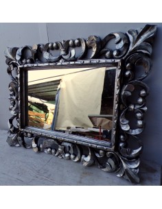 Specchio barocco in legno intarsiato cm 80x60 argento... 2