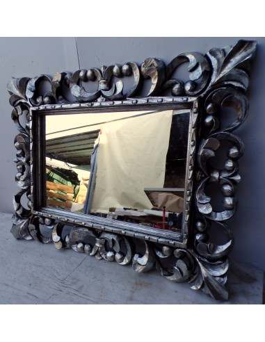 Specchio barocco in legno intarsiato cm 80x60...