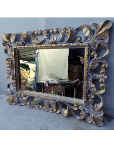 Specchio barocco in legno intarsiato cm 80x60 oro e... 2