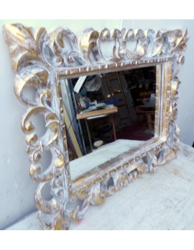 Specchio barocco in legno intarsiato cm 80x60...