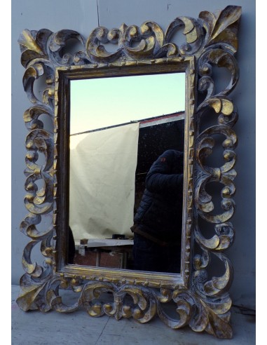 Specchio barocco in legno intarsiato cm 80x60...