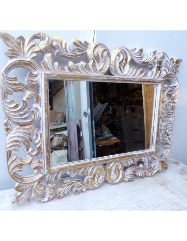 Specchio barocco in legno intarsiato cm 80x60...