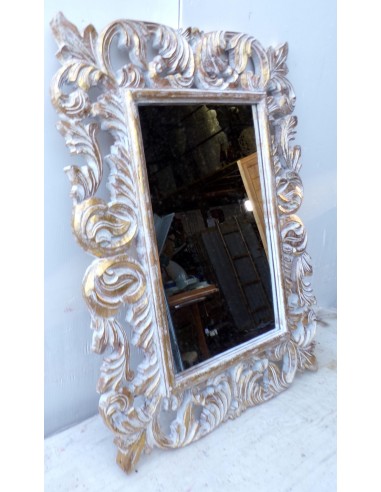 Specchio barocco in legno intarsiato cm 80x60...