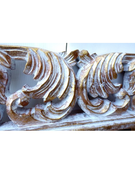 Specchio barocco in legno intarsiato cm 80x60 oro e bianco mod. Victoria