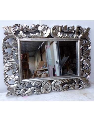 Specchio barocco in legno intarsiato cm 80x60...