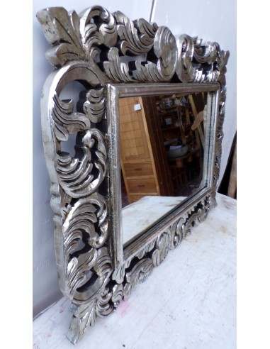 Specchio barocco in legno intarsiato cm 80x60...