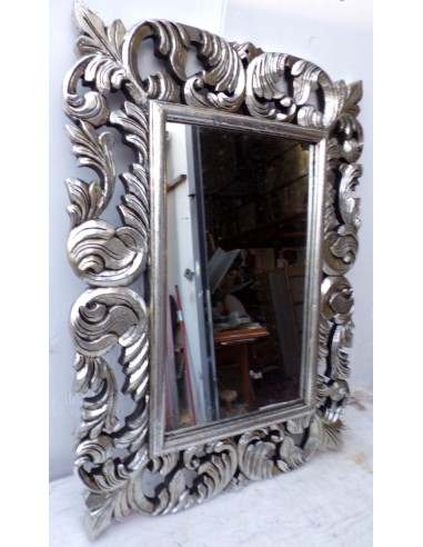 Specchio barocco in legno intarsiato cm 80x60...