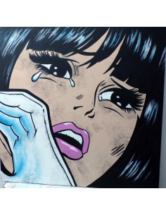 Quadro dipinto pop art ragazza cm120x120 tipo... 2