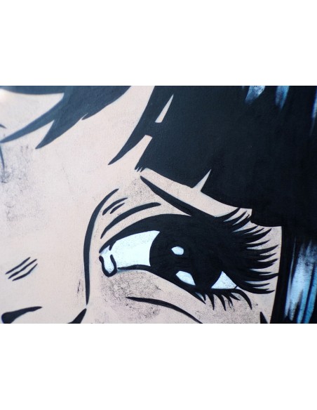 Quadro dipinto pop art ragazza cm120x120 tipo Lichtenstein moderno industrial tela pannello donna