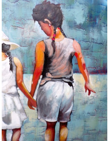 Quadro dipinto pop art bambini al mare...