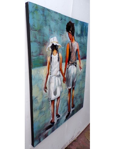 Quadro dipinto pop art bambini al mare...