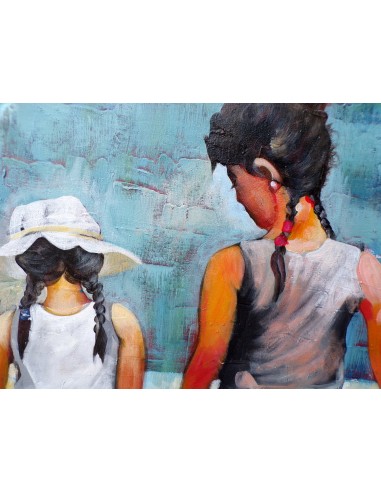 Quadro dipinto pop art bambini al mare...