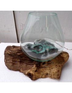 Vaso Indonesiano radice di legno e vetro soffiato... 2