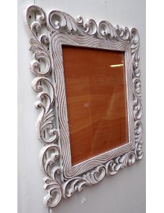 Cornice portafoto barocco in legno mdf bianco decapato cm... 2