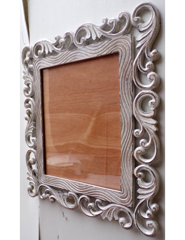 Cornice portafoto barocco in legno mdf bianco...