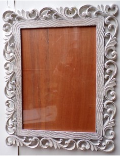 Cornice portafoto barocco in legno mdf bianco decapato cm... 2