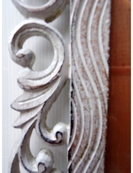 Cornice portafoto barocco in legno mdf bianco decapato cm 50x40 per foto 38x28