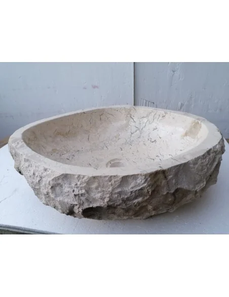 Lavandino in marmo chiaro bianco irregolare dp-686 cm 56x45x15 pietra stone sasso lavabo sink