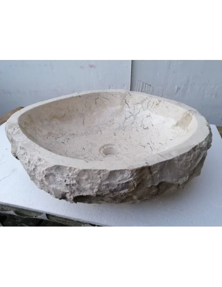 Lavandino in marmo chiaro bianco irregolare dp-686 cm 56x45x15 pietra stone sasso lavabo sink
