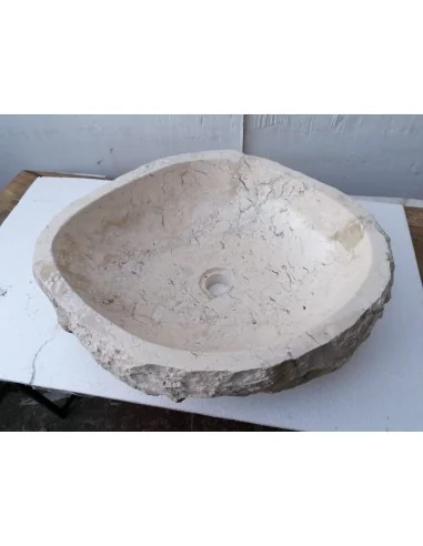 Lavandino in marmo chiaro bianco irregolare...