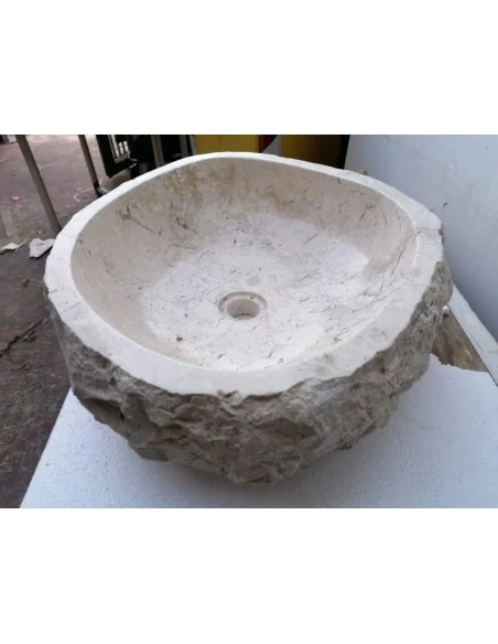 Lavandino in marmo chiaro bianco irregolare dp-686 cm 56x45x15 pietra stone sasso lavabo sink