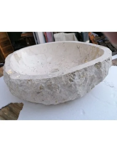 Lavandino in marmo chiaro bianco irregolare...