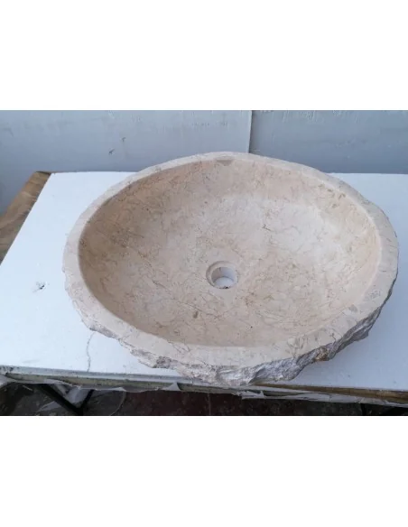 Lavandino in marmo chiaro bianco irregolare dp-687 cm 51x42x15 pietra stone sasso lavabo sink