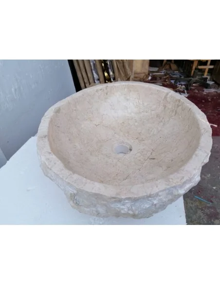 Lavandino in marmo chiaro bianco irregolare dp-687 cm 51x42x15 pietra stone sasso lavabo sink