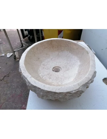 Lavandino in marmo chiaro bianco irregolare dp-687 cm 51x42x15 pietra stone sasso lavabo sink