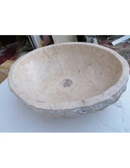 Lavandino in marmo chiaro bianco irregolare dp-687 cm 51x42x15 pietra stone sasso lavabo sink