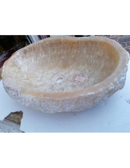 Lavandino in onice trasparente pietra dp-685 cm 61x43x15 crema sasso lavabo sink