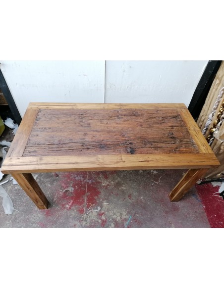 Tavolo da pranzo stile industrial in legno teak riciclato dalle barche cm 160x80x80