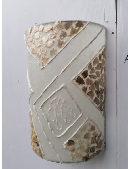 Applique in resina e madreperla bianca cm 22x12x30 etnico luce da muro moderno 3