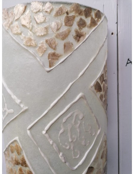 Applique in resina e madreperla bianca cm 22x12x30 etnico luce da muro moderno 3