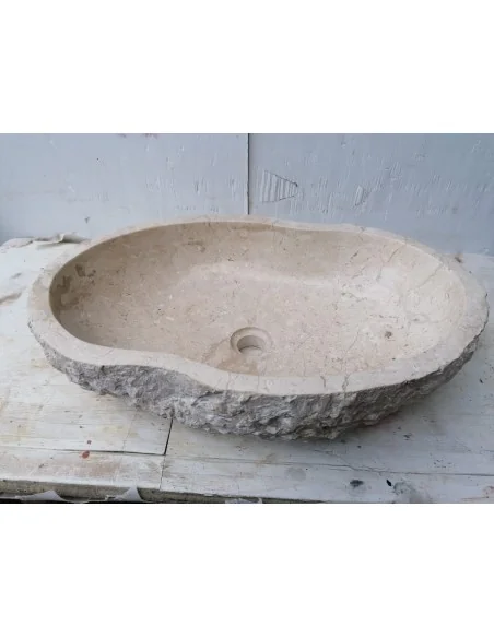 Lavandino in marmo chiaro bianco irregolare dp-693 cm 61x40x15 pietra stone sasso lavabo sink