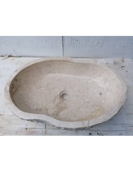 Lavandino in marmo chiaro bianco irregolare dp-693 cm 61x40x15 pietra stone sasso lavabo sink