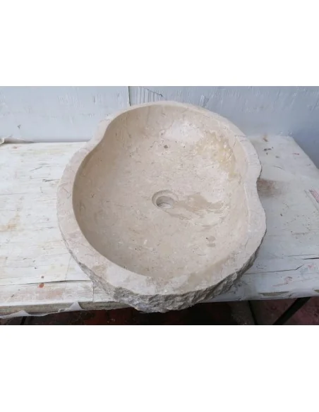 Lavandino in marmo chiaro bianco irregolare dp-693 cm 61x40x15 pietra stone sasso lavabo sink