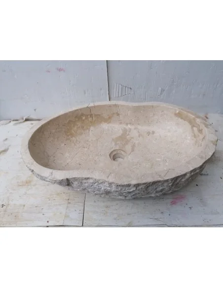 Lavandino in marmo chiaro bianco irregolare dp-693 cm 61x40x15 pietra stone sasso lavabo sink